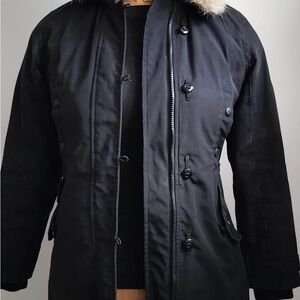 Canada Goose Black Puffer Jacket with Fur Trim